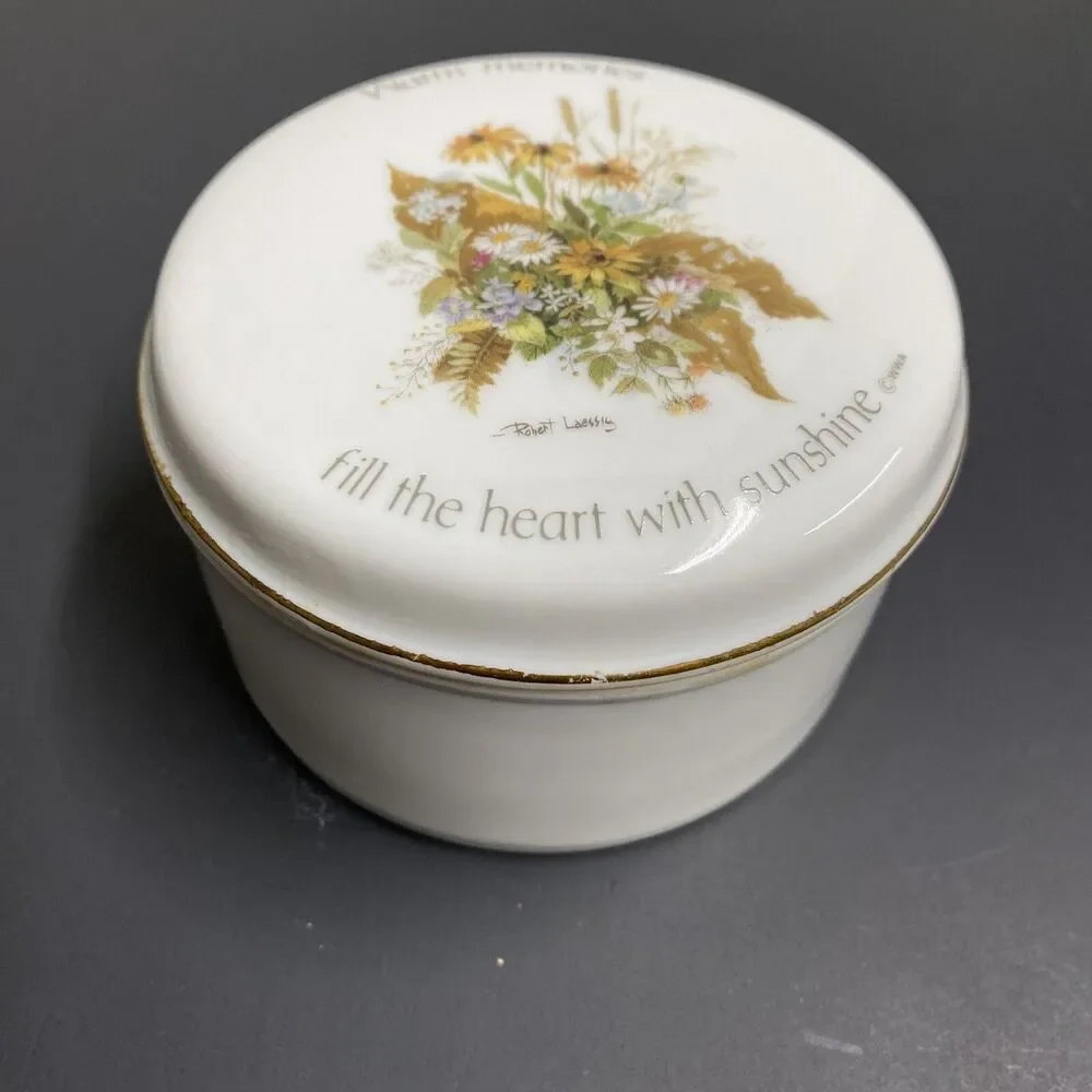 Floral Sentiments Robert Laessig Genuine Porcelain Trinket Box WWA Japan 1975